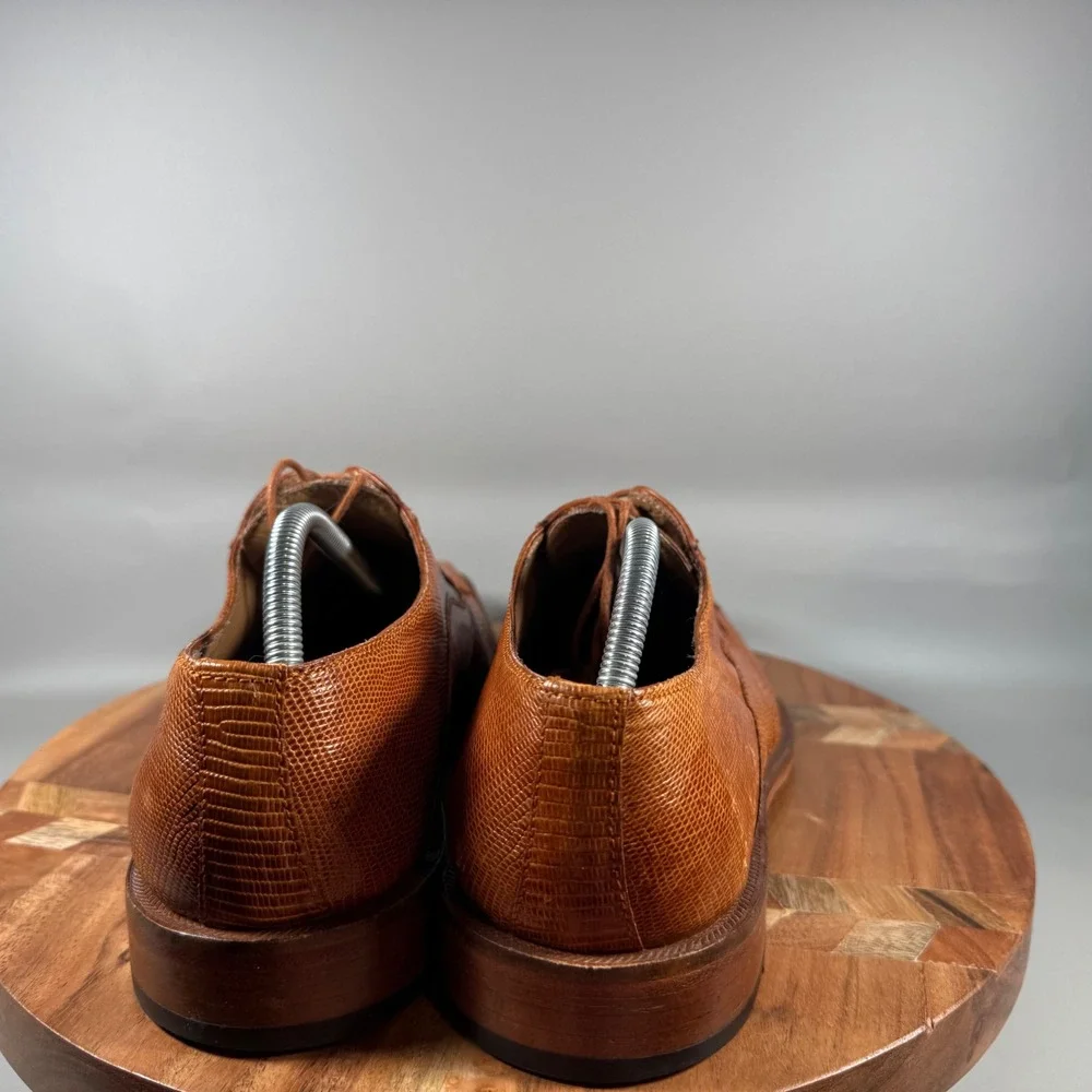 David‎ Eden Genuine Lizard Crocodile Embossed Leather Oxford Dress Shoes Mens 10